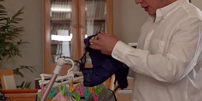 Naughty Asian MILF is playing with stepson's hard willy on the floor