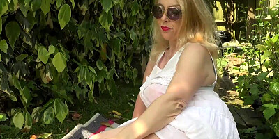 Aunt Judys Big Tit MILFs - 53yo Blonde Bombshell Lucinda's Secret Garden (Outdoor Masturbation)