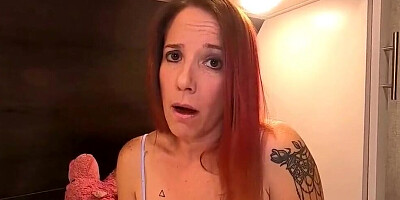 Redhead mom stares at the camera while hard cock is drilling her