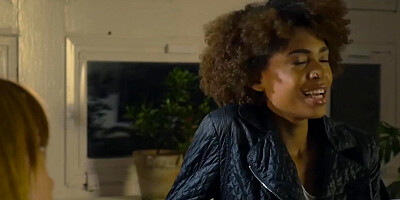 Ebony and blonde lady friends dive into sensual interracial sapphic lovemaking