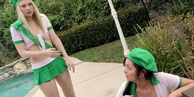 Kylie loves older cock, so she takes turns on Lily's stepdad