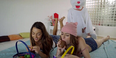 Easter Egg Hunt gets Bunny Fucked by Hot BFF and StepSis!