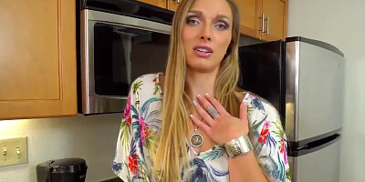 Blonde cougar sucks a big dick and fucks in a POV video