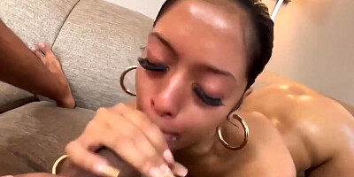 Latina MILF is rubbed with oil and fucked in this POV video