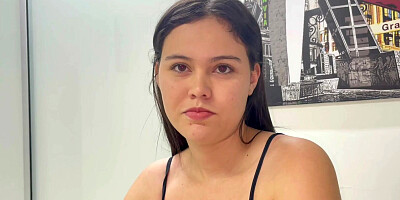 I arrive at my neighbor Soffi's house to ask her for a loan of money and she asks me to repay her with a delicious horny fuck