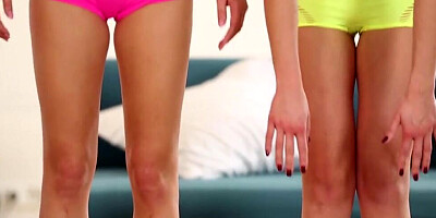 Stretching out quickly turned into lesbian lovemaking between two blondes