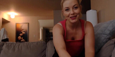 Sexy blonde with big boobs misbehaving