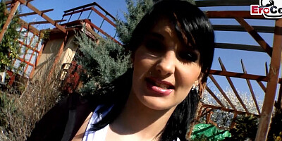 Brunette small tits slut get anal threesome and DP