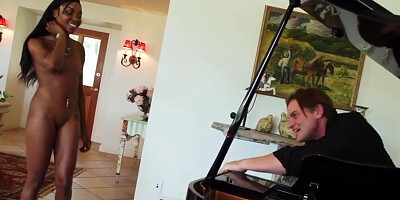 Dad Gets Throated by Slutty Ebony Step-Daughter