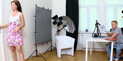 Shy student at the first porn casting