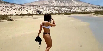 Lovely latina gets fucked hard on a wild beach
