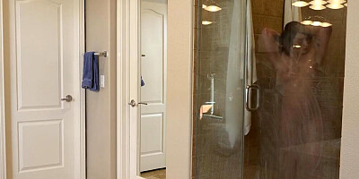 Beautiful brunette Christiana Cinn is having sex in the bathroom