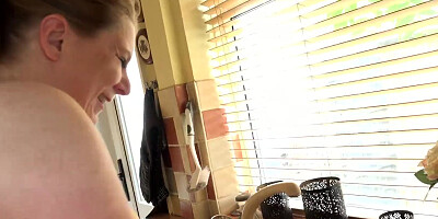 Aunt Judy's - Your Busty BBW Housewife Rachel Sucks Your Cock in the Kitchen (POV)