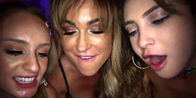 Three cock-hungry MILFs are having a dick sucking competition
