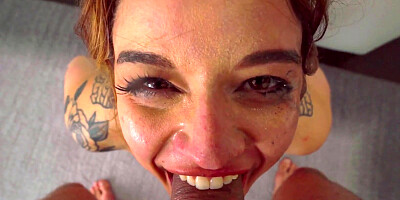 Vanessa Vega is a tattooed slut who's gagging on a huge tool