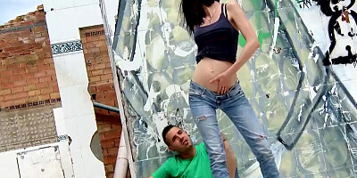 Tania Kiss is a skinny bitch who gets bonked outside