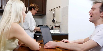 SISPORN. Boy fucks cute stepsis not afraid to be caught by strict stepmom