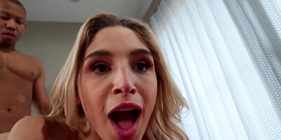 Petite white chick Abella Danger gets rammed by a black stud