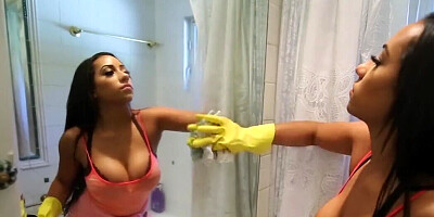 POV scene that shows a busty housemaid getting owned