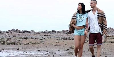 Guy assfucks the brunette after walking on the beach
