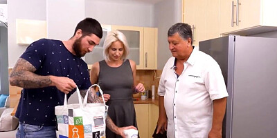 Naughty blonde cheats on BF with his fat daddy