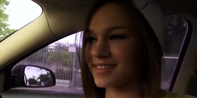 Hitchhiker teen London Smith outdoor sex