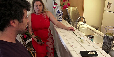Curvy MILF cheats on hubby with lucky stepson