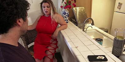 Curvy MILF cheats on hubby with lucky stepson