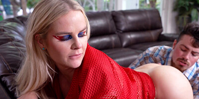 Slim and thick blonde babe lets him fuck her brutally