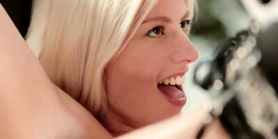 Slutty French blonde loves getting her aching ass pounded hard in a gym