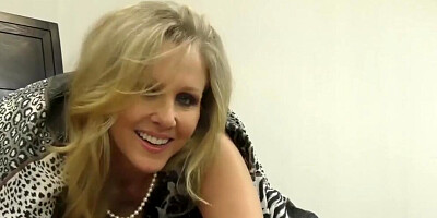 Cock Craving Cougar Julia Ann Gives Lucky Cock Handjob & BJ!
