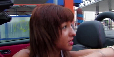 Since she didnt have the for the car repair the brunette fucked the handyman