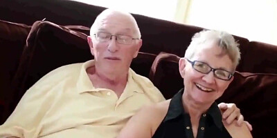 Granny is having sex with her husband's old buddy right in front of him