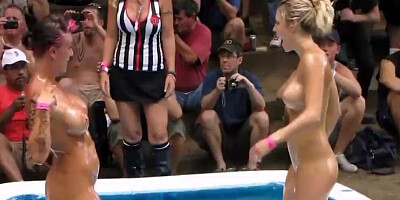 Fighting Naked Outdoors in a Crowd