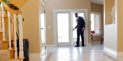 BLACK4K. Big black guy knows how to make silly teen lassie satisfied