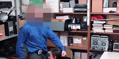 Skinny MILF will have to blow and bang a security officer for her freedom
