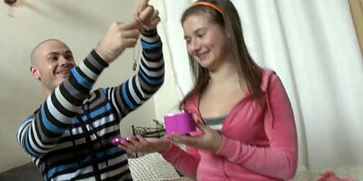 Cute schoolgirl Vika Volkova is poked in the ass with a hard cock