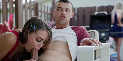 Mommy found a naughty little hussy for her handsome stepson