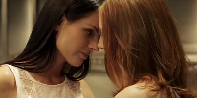 Linda Sweet & Kari Sweet are kissing and lovemaking on the couch