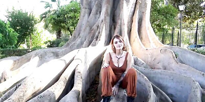 Rosy girl at outdoor scene