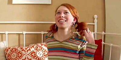 Sexy German redhead teen gets her deepthroat filled with cum