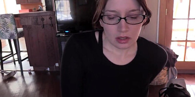 Nerdy MILF gets screwed thorough ripped pants in POV-style scene