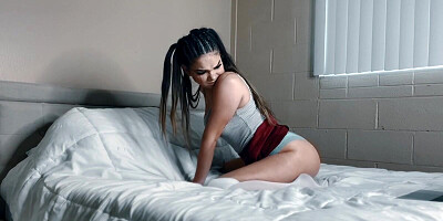 Perverted daddy asked his stepdaughter to spank her big ass over the webcam