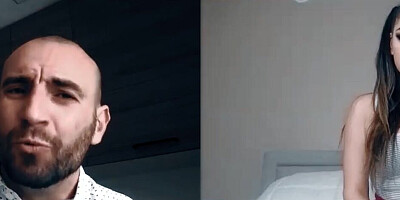 Perverted daddy asked his stepdaughter to spank her big ass over the webcam