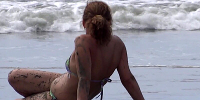 I come back from the beach very excited and I masturbate in front of my stepson showing me his big c