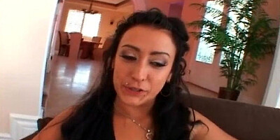 Naughty brunette is about to get her fine booty pierced by a hard cock