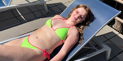 Big booty blonde Eliza Eves rides my cock