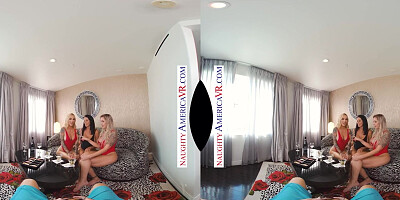 Naughty America - Three hot babes go to town on the lifeguard's dick