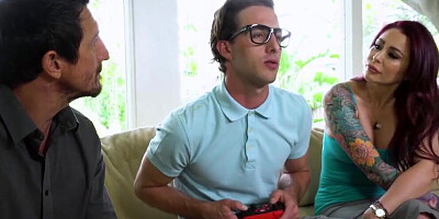 Inked bombshell Monique Alexander is being fucked by two hung guys