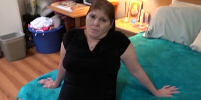 Latina MILF goes down on that chubby guy and sucks his pecker